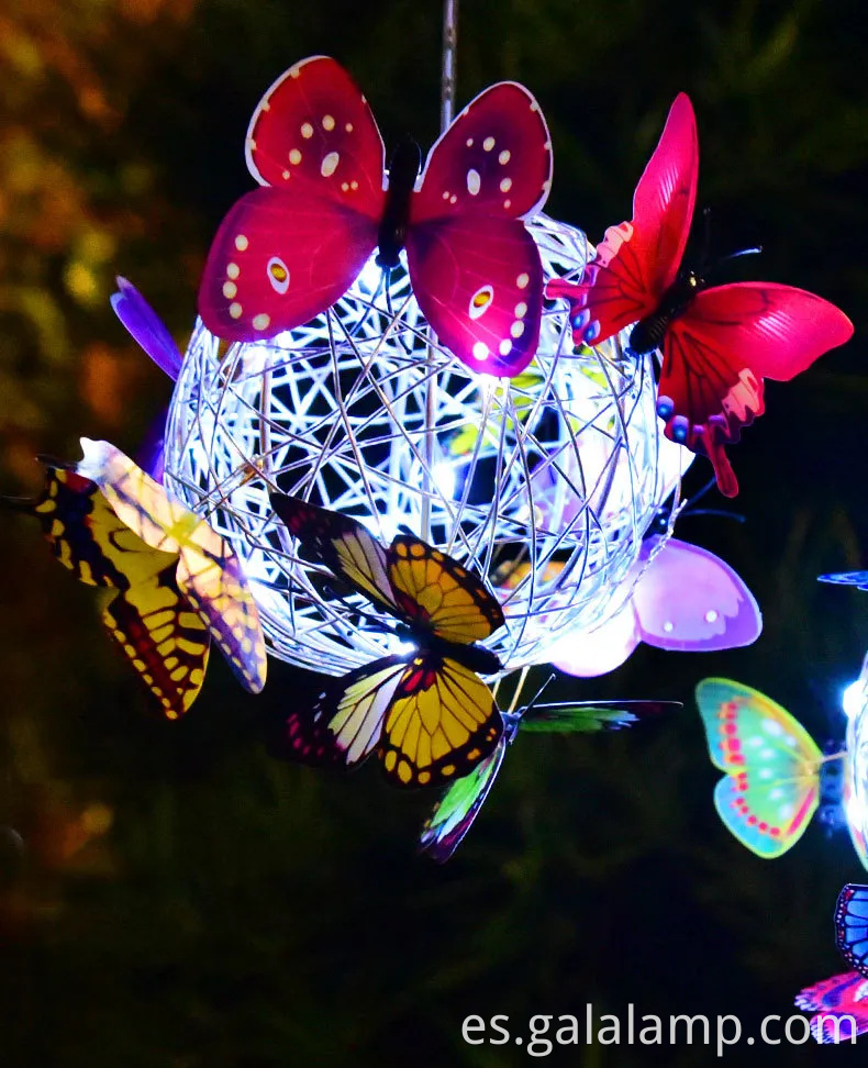 Encantadoras luces de cuerda de mariposa con energía solar para ambiente de jardín